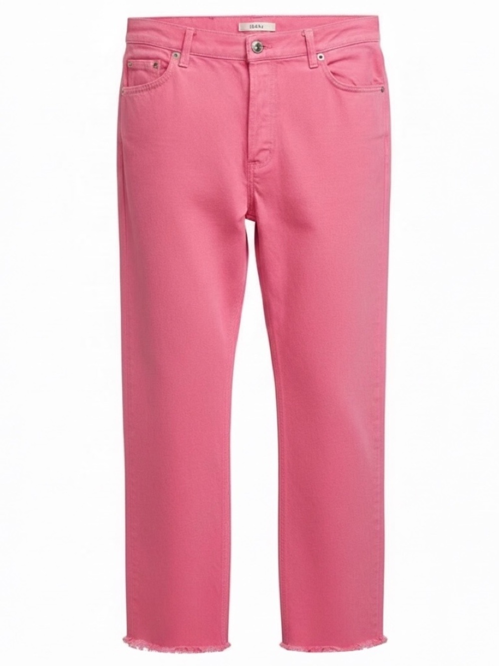 CELINE PINK FRAYED HEM STRAIGHT LEG COTTON DENIM JEANS